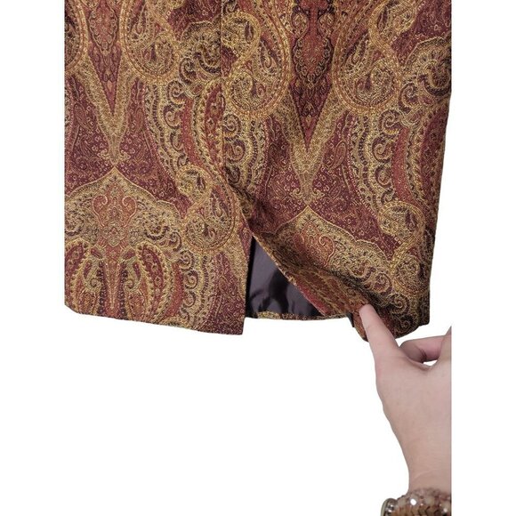 VTG Newport News Pencil Skirt Paisley Tapestry Textured Academia Librarian - Picture 9 of 9